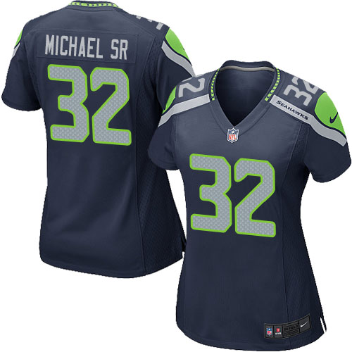 Women's Game Christine Michael Sr Nike Jersey Navy Blue Home - #32 NFL Seattle Seahawks